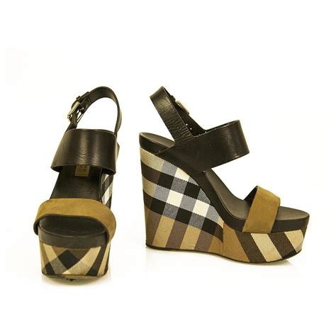 burberry hickoral check wedge platform sandals|burberry high heel sandals.